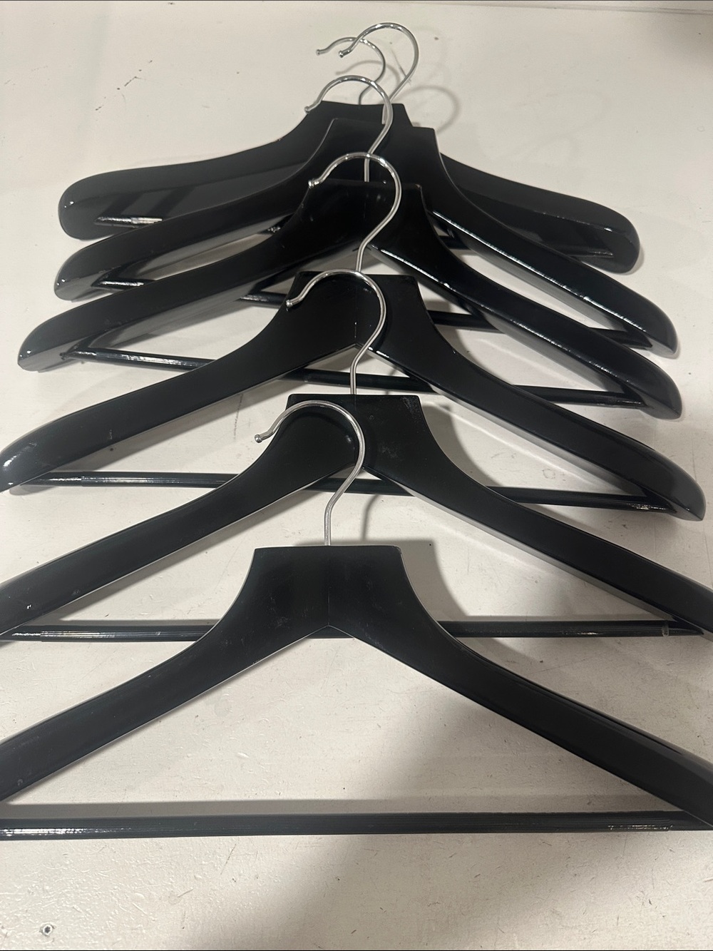 Black Wooden Suit Hangers with Metal Bar - Set of 6